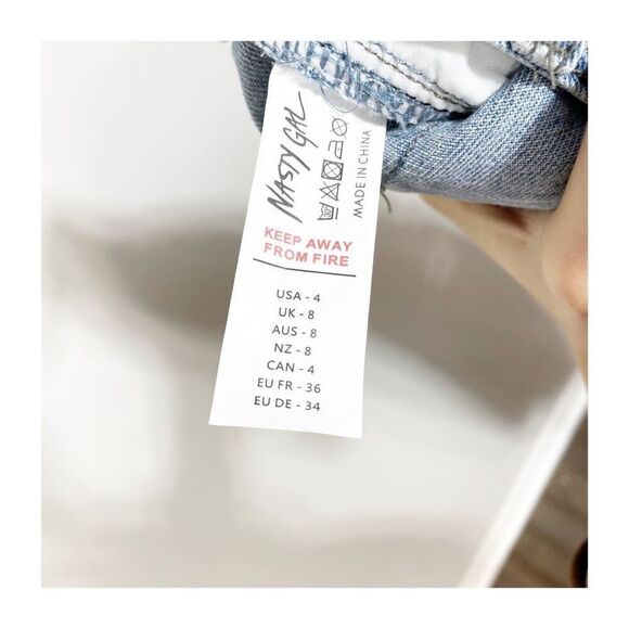 Nasty Gal Jeans Womens 4 High Waisted Ripped Distressed Mom Light Blue Grunge - Picture 6 of 8